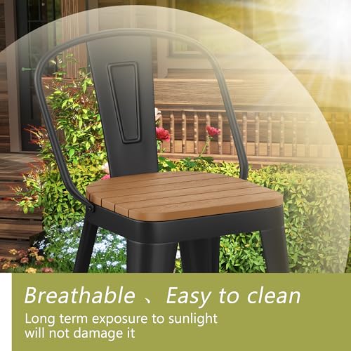 POINTANT Outdoor Metal Bar Stools Set of 4,30 inch Barstools Counter Height Bar Stool with High Back Farmhouse Kitchen Dining Chairs Bar Funiture for Outside