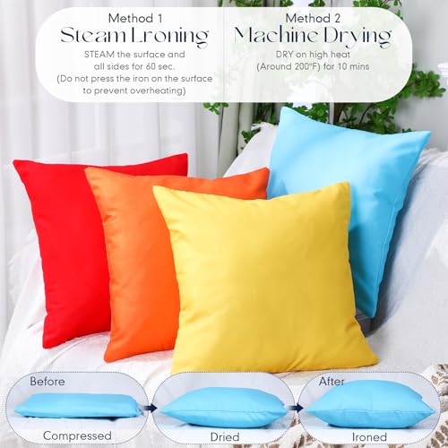 Colingmill 4 Set Waterproof Colorful Outdoor Throw Pillow Covers with 4 Pillow Inserts 18 x 18 Inch Picnic Decorative Waterproof Throw Cushion for Home Sofa Couch Patio