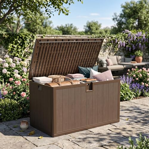 ActiveTrail Large 130 Gallon Outdoor Storage Box, Waterproof & Lockable Outdoor Deck Box for Garden Tools, Pool Accessories & Cushions