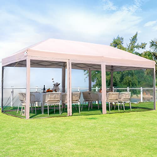 Quictent 10'x20' Pop up Screened Canopy Tent with Mosquito Netting, Portable Easy up Outdoor Screen House Shelter for Patio, Camping and Picnic, Includes Wheeled Carry Bag