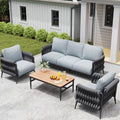 Jocoevol Outdoor Patio Furniture Set, Outdoor 5-Seat Sofa with Coffee Table, Waterproof Thick Cushion Patio Conversation Set, All Weather Outdoor Couch Set for Deck, Lawn, Balcony, Porch