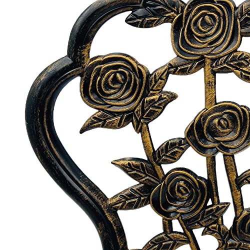 KAILI Outdoor Furniture Bistro Set with Rose Pattern 1 Table 2 Chairs for Garden Patio Porch (Rose-Bronzed)