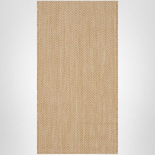 SAFAVIEH Washable Rug Outdoor Courtyard Collection - 9' x 12', Natural & Cream, Non-Shedding & Easy Cleaning, Ideal for Patio, Backyard, Mudroom (CY8022-03012)
