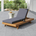 Christopher Knight Home Kayes Acacia Wood Chaise Lounge with 4'' Triple Folds Cushion, Outdoor 79'' Patio Recliner Chair with 4-Position Adjustable Backrest, Sun Lounger for Backyard, Teak+Dark Gray