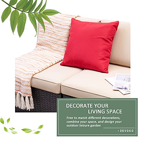 Devoko 2 Pieces Patio Furniture Sets,Wicker Outdoor Sofa with Thick Cushion and Pillow,Small Sectional Couch All-Weather Armless Sofa for Backyard,Porch & Poolside,Waterproof Patio Furniture