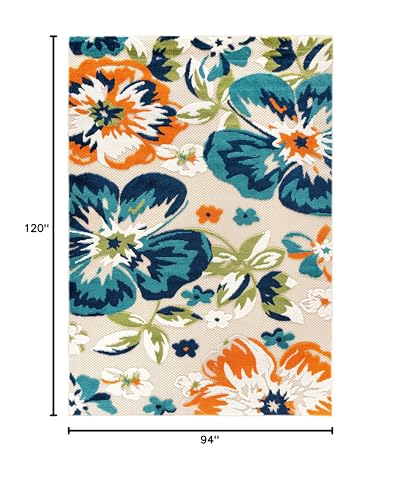Rugshop Bergamo Contemporary Floral Indoor Outdoor Area Rug, Non-Shedding Carpet for Patio Deck Backyard or Garden Multi 7'10" x 10'