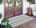 Black and White Striped Outdoor Rug 24'' x 51''Farmhouse Front Porch Rug Hand-Woven Machine Washable Layered Door Mats for Entryway/Bedroom/Patio/Porch Decor