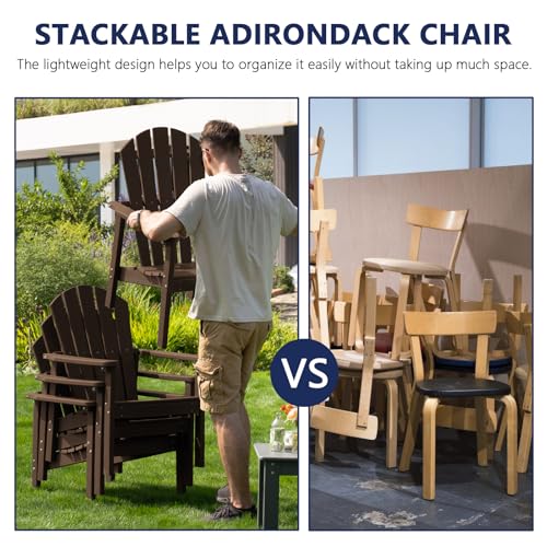 nevilywood Compact Stackable Adirondack Chairs Set of 4, 26.3" Wide HDPE Outdoor Patio Chairs - Durable, Space-Saving Design for Porch, Lawn or Garden, Coffee
