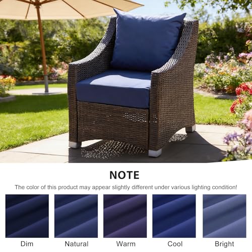 MuaMelop Outdoor Deep Seat Cushion Set, 24x24 Inch Water-Resistant & Fade-Resistant Outdoor Chair Cushions, Patio Furniture Cushions with Removable Cover for Patio Chair, Sofa,Navy Blue (Set of 1)