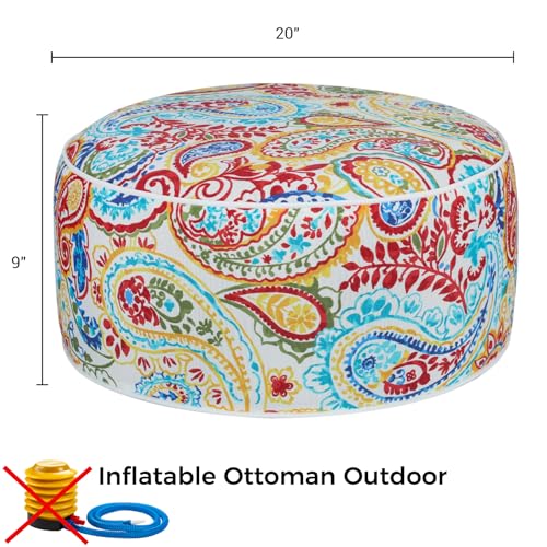 FUNHOME Inflatable Ottoman Stool D20xH9,Portable Round Pouf for Indoor/Outdoor Use,Foot Rest or Seating for Kids&Adults,Ideal for Camping or Home(Phoenix)