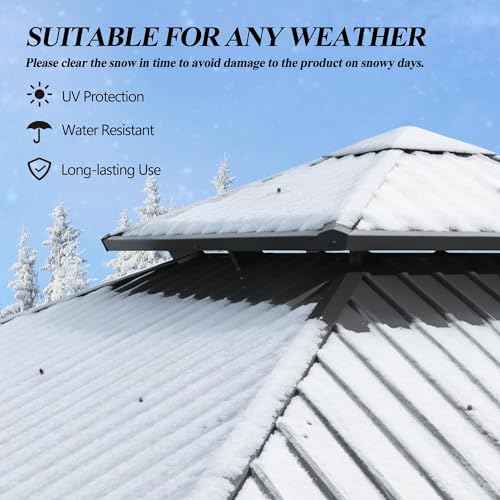 GARTOO 8.5x8.5FT Outdoor Hardtop Gazebo with Double Roof - Aluminum Heavy-Duty Steel Top Gazebo with Breathable Netting & Privacy Curtain for Patio, Porch, Garden, Lawn, Deck, Backyard
