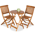 Best Choice Products 3-Piece Acacia Wood Bistro Set, Folding Patio Furniture for Backyard, Balcony, Deck w/ 2 Chairs, Round Coffee Table, Teak Finish - Natural