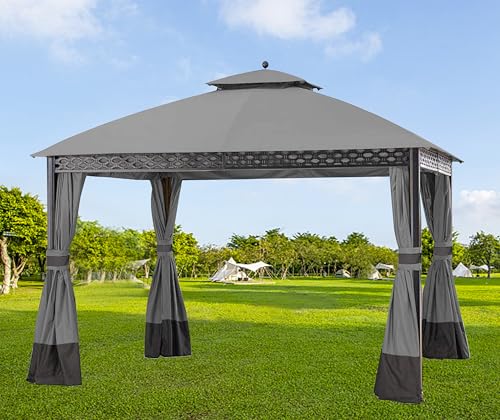 JANCANOPY Replacement Gazeb Cover for 10X12Ft Oakmont Gazebo L-GZ1188PST-A,Pinehurst Gazebo L-GZ1188PST, Gray
