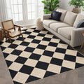 GarveeHome Checkered Easy Jute 5x7 Area Rugs for Living Room Machine Washable Non-Slip Backing Stain Resistant Modern Indoor Outdoor Rugs for Farmhouse Dining Room Patio Black
