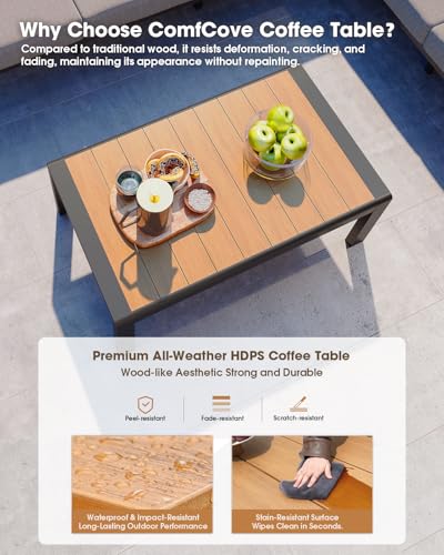 ComfCove Aluminum Outdoor Patio Furniture Set 8 Seats, Outdoor Sectional Corner Sofa, Patio Conversation Sets with Coffee Table & Washable Thick Cushions, Outdoor Furniture for Backyard, Porch, Gray