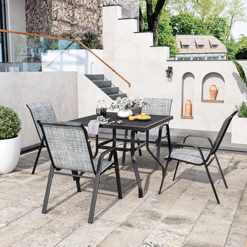 Vimstora Patio Chairs Set of 6, Stackable Outdoor Dining Chairs for All Weather Textilene Fabric & Metal Frame, Outdoor Chairs Set for Backyard Deck Garden