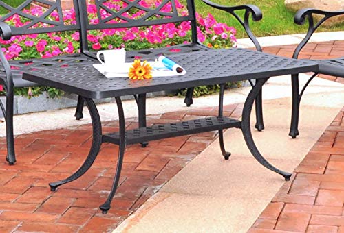 Crosley Furniture Sedona Weather Resistant Cast Aluminum Outdoor Coffee Table for Patio, Deck, Porch, Black