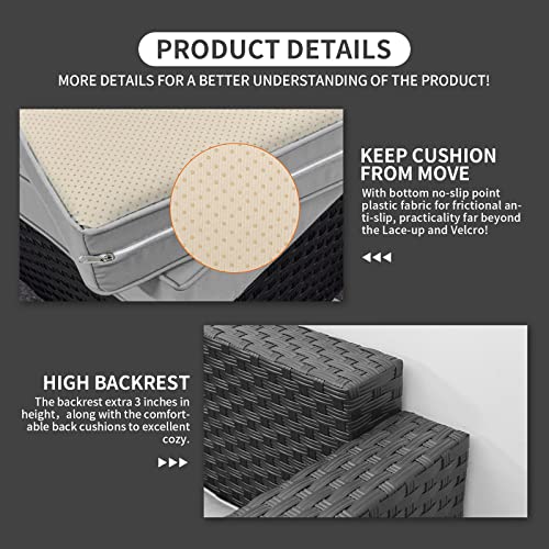 Rattaner 6 Pcs Outdoor Furniture Sets Patio Furniture Set with 45" Fire Pit Patio Couch Outdoor Chairs 60000 BTU Steel Propane Fire Pit Table No-Slip Cushions and Waterproof Covers, Light Grey