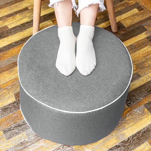 AbunHeri Outdoor Ottoman Outdoor Ottomans for Patio 20x12 Inches Modern Lightweight Foam Stuffed Pouf Outdoor Footstool Footrest Foot Stool Waterproof (Gray)
