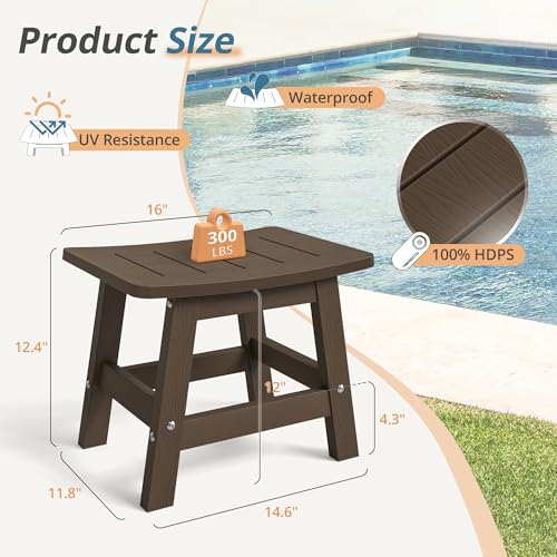 LUE BONA Outdoor Adirondack Ottomans, Footrest Footstool, Outdoor Foot Rest for Patio, HDPS All Weather Waterproof Footrest Footstool for Adirondack Chair, Dark Brown