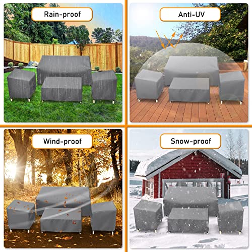 STARTWO Outdoor Waterproof Patio Furniture Covers 4-Piece Set for Chairs, Loveseat and Coffee Table, Heavy Duty 600D, Grey