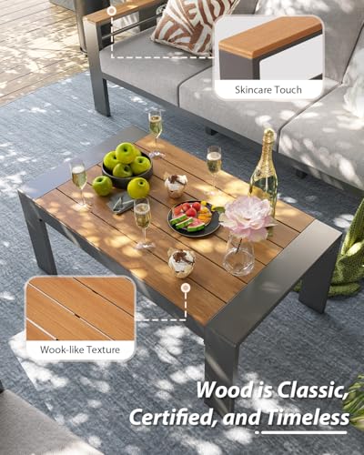 Aoxun Patio Furniture Set, 7 Piece Aluminum Patio Sets with 5" Thicken & Washable Cushion, Waterproof Outdoor Furniture with Coffee Table, Outdoor Couch Sectional for Backyard, Porch and Garden