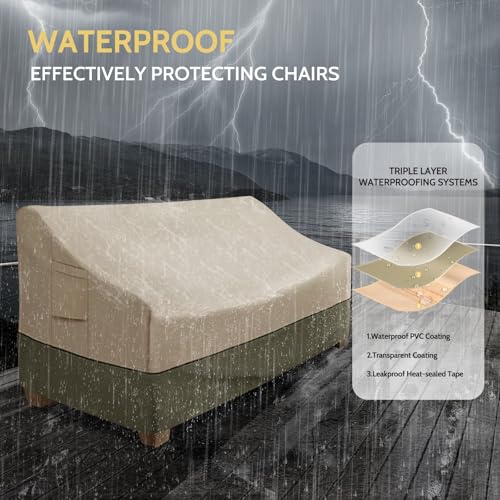 COSFLY Patio Furniture Covers Waterproof, Outdoor 3-Seater Sofa Cover Heavy Duty Fits up to 76W x 32.5D x 33H inches
