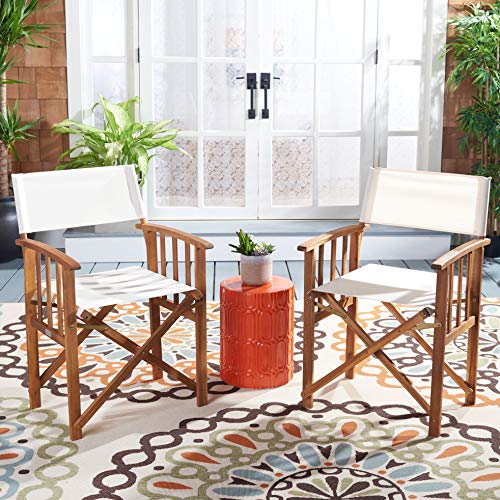SAFAVIEH Outdoor Laguna Natural and Beige Director Chair (Set of 2)