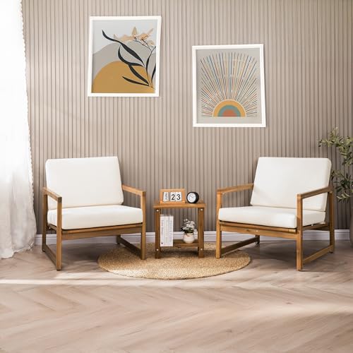 VICTORY RELAX Solid Acacia Wood Side Table with 2-Tier Storage, Weather-Resistant Outdoor Indoor End Table, Natural Rustic Color Night Stand