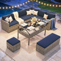 YITAHOME 9PCS Patio Furniture Set with Lift-Top Coffee Table & Ottoman, Outdoor Modular Sectional Sofa, Waterproof Patio Conversation Set, All-Weather Patio Sofa, Outdoor Sectional for Deck Backyard