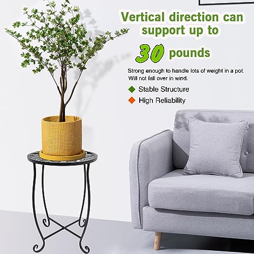 Fashion&cool Outdoor Side Tables, Weather Resistant Metal Patio Side Table, Small Round Outdoor End Table Side Table for Patio Yard Porch Balcony Garden Bedside, Plant Stand for Indoor Outdoor