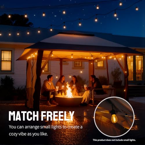 CROWN SHADES 11x11 Pop Up Gazebo, Patented One Push Outoor Canopy Tent with Wheeled STO-N-GO Cover Bag, Pop Up Canopy with Netting for Patio, Backyard (11x11, Beige & Coffee)