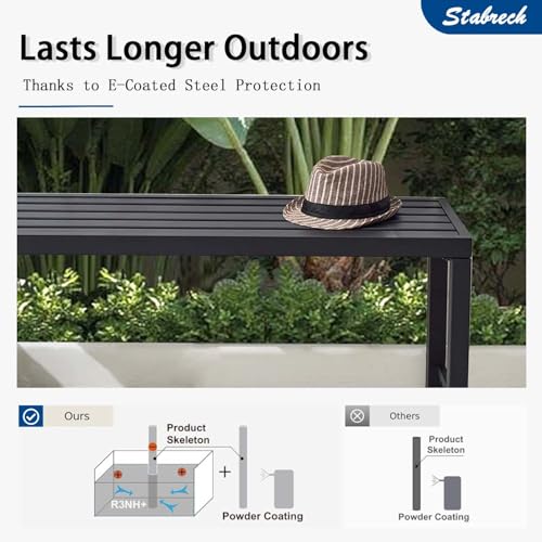 Stabrech Black Outdoor Backless Bench for Garden, Set of 2, Metal Outdoor Bench Weatherproof, Patio Benches for Outdoors, Benches Seat for Backyard, Porch, Plant Stand and Holder