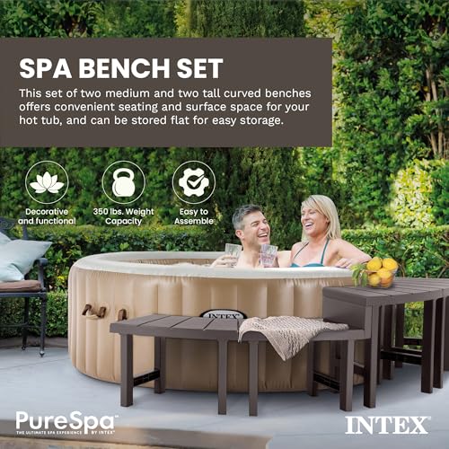 Intex Set of 4 PureSpa Benches, 2 Medium and 2 Tall Bench Accessories Compatible with Inflatable Hot Tub 4 Person Spas (Bench Accessories Only)
