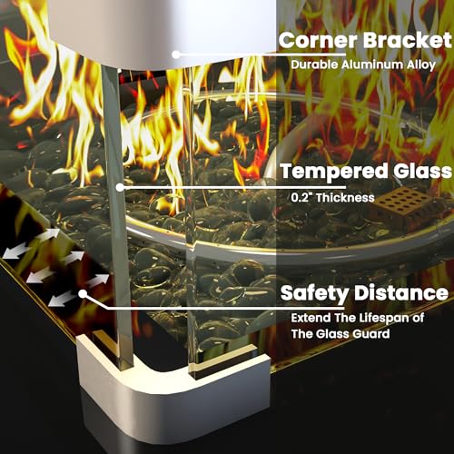 Propane Outdoor Fire Pit Table, 28" Rattan Square Fire Pit Table, Outdoor Gas FirePit W/Glass Wind Guard, Tempered Glass Tabletop, Lid, CSA Listed, 50,000 BTU, Outside Patio Deck & Garden, Brown