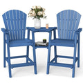 FOOWIN Tall Adirondack Chair Set of 2, All Weather HDPE Bar Height Adirondack Chair with Double Connecting Trays, Adirondack Barstools for Balcony, Deck, Backyard, Patio, Garden Navy Blue