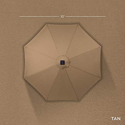 Best Choice Products 10ft Solar Polyester LED Lighted Patio Umbrella w/Tilt Adjustment and UV-Resistant Fabric - Tan