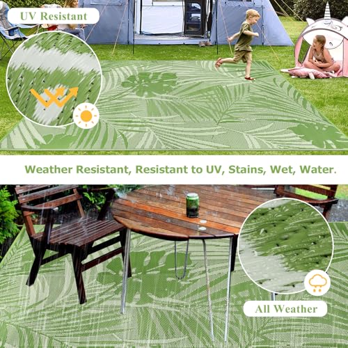famibay 6x9 Outdoor Rug Waterproof Patio Rug Tropical Outdoor Plastic Straw Rug All Weather RV Rugs for Outside Camping Rugs Lightweight Portable Outdoor Carpet Mats for Patio Deck RV Camper