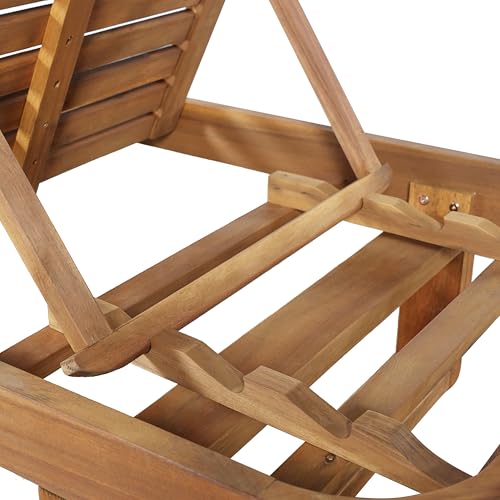 Christopher Knight Home Milos Acacia Wood Chaise Lounge Chair Outdoor, Wooden Sunbathing Pool Lounger, Patio Chaise Lounge with Cushions, Adjustable Backrest Lounge Sofa, Light Gray+Teak