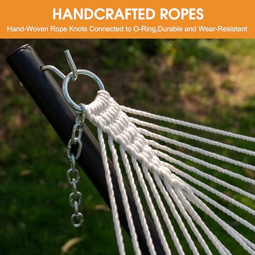 Lazy Daze Hammocks Quick Dry Hammock with Spreader Bar Textliene Fabric Double 2 Person Hammock with Chains Outdoor Patio Poolside Backyard Beach 450 lbs Capacity, Blue White Stripes