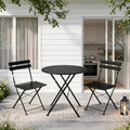 EO Living 3-Piece Steel Folding Bistro Set, Premium Weather-Resistant Patio Table & 2 Chairs for Balcony, Garden, Yard, Poolside & Indoor (Black)
