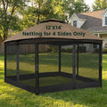 Gazebo Universal Replacement Mosquito Netting, Upgrade 12' x 14' Outdoor Canopy Net Screen 4-Panel Sidewall Curtain, with Zippers, Easy to Install, Fit for Most Gazebo 12x14 Canopy, Black
