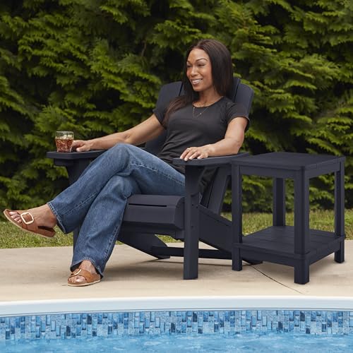 Keter Kiawah Adirondack Chair, Weather‑Resistant Resin Outdoor Patio Chair, Ergonomic Design, All‑Weather Seating for Garden, Deck & Backyard, Midnight Navy