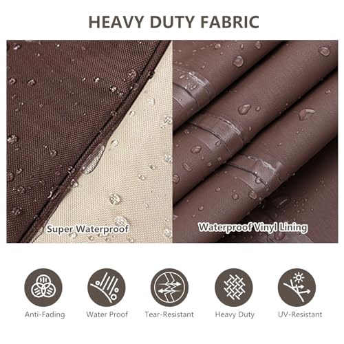 Rileytee Outdoor Furniture Set Cover, 4 Pcs 600D Heavy Duty 100% Waterproof Patio Furniture Covers,Fit Patio Loveseat,2 Chair and Coffee Table (Beige & Brown,Small)