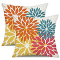 DFXSZ Outdoor Pillow Covers 18x18 Inch Set of 2 Orange Yellow Red Flower Decorative Waterproof Fall Summer Outdoor Pillow Covers for Patio Funiture Garden Couch 168G18