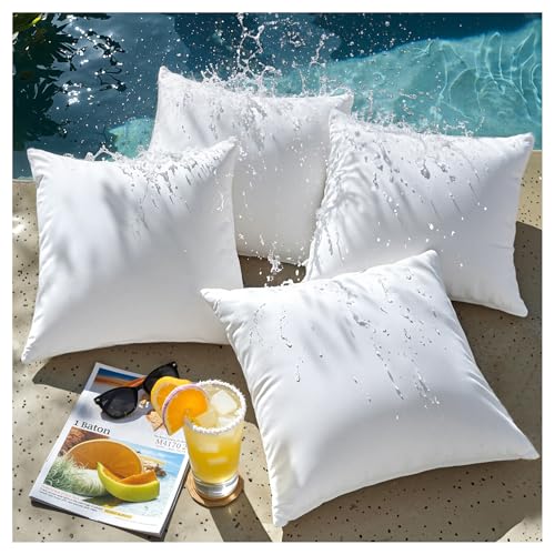 Phantoscope 18 x 18 Pillow Inserts - Pack of 4 Outdoor Water Resistant Throw Pillow Inserts Hypoallergenic Square Decorative Couch Sham Cushion Stuffer - 18 Inches