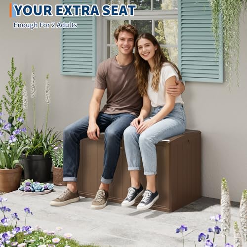 ActiveTrail Large 130 Gallon Outdoor Storage Box, Waterproof & Lockable Outdoor Deck Box for Garden Tools, Pool Accessories & Cushions