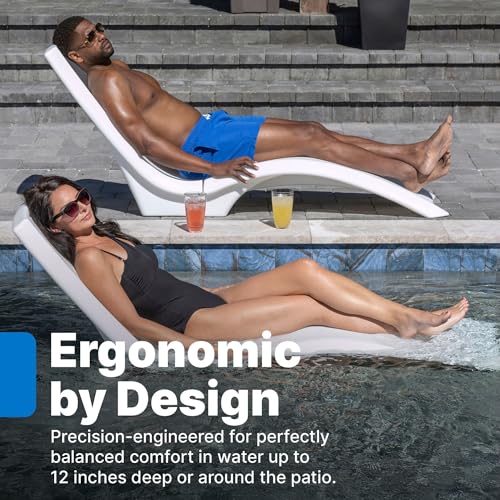 Step2 Vero Pool Lounger, Fade-Resistant, Waterproof Patio Furniture, Pool Lounge Chair for Sun Shelf, Use in Pools with Shelves Up to 12-Inches Deep or Outside Pool Deck, Weighted, White