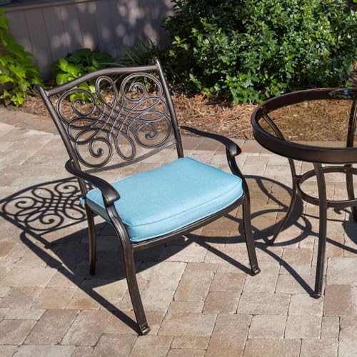 Hanover Replacement Cushion for Traditions Stationary Dining Chairs and Swivel Rockers in Ocean Blue, Weather-Resistant Seat Cushion for Outdoor Chair