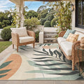 GENIMO Outdoor & Indoor Area Rug 8'x10', Waterproof, Non-Shedding, Easy Cleaning, Leaf Mat for Patio, Living Room, Balcony, Dining Room, RV, Deck, Bedroom, Camping, Outside Carpet, Beige Grey